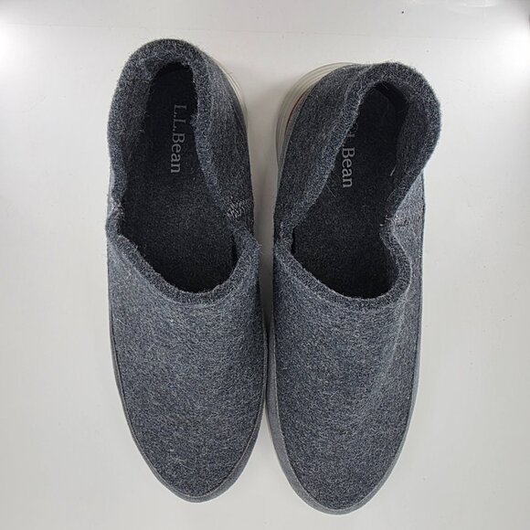 LL Bean Shoes Mens Size 10 Iron Gum Soles Gray Downeast Slip Ons Wool 522894 main image 9